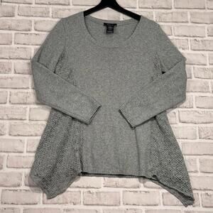 Style‎ & Co A-Line Sweater Gray Crochet Detail Women's M